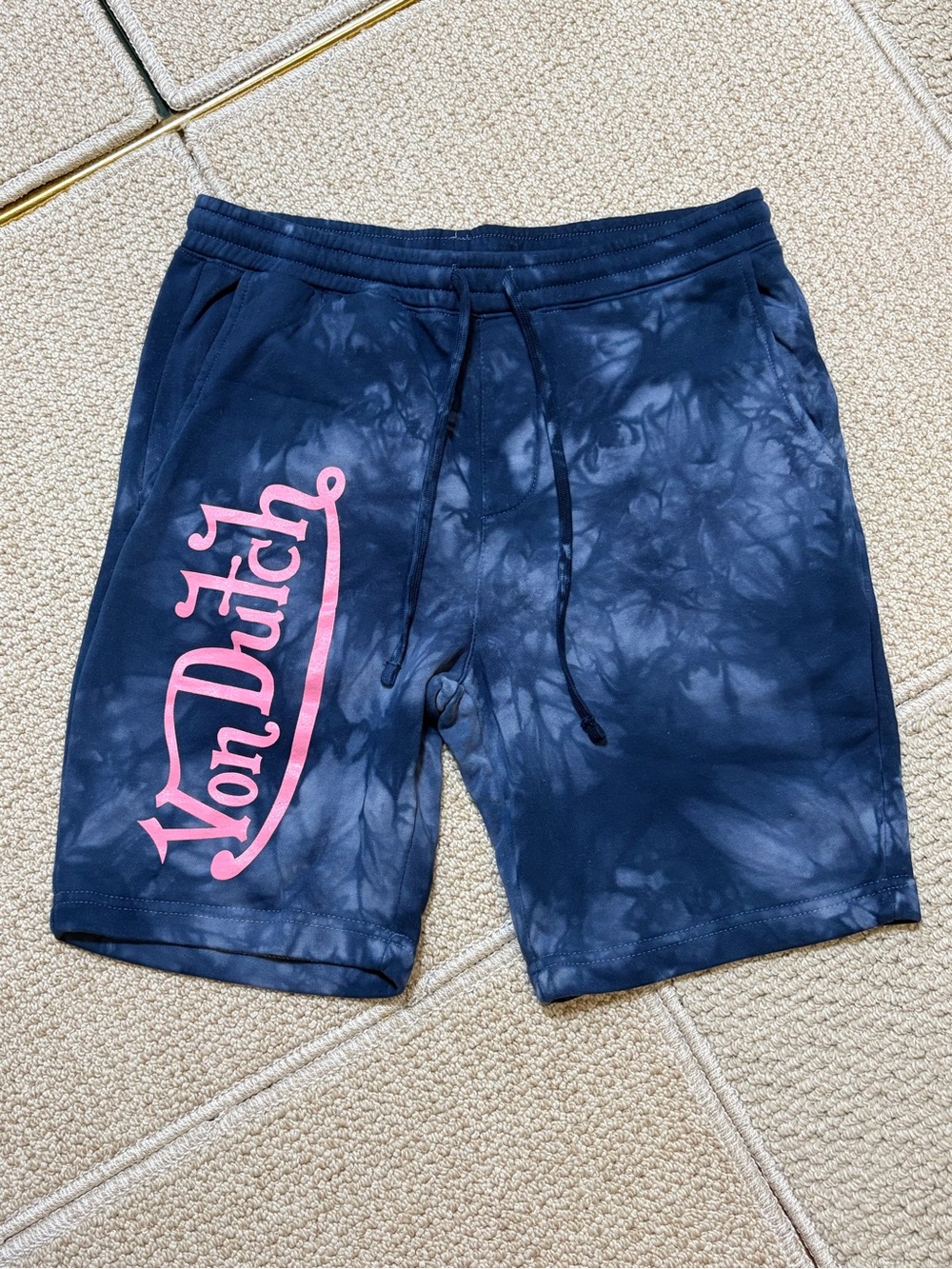 Von Dutch Navy Tie Dye Sweat Shorts Men’s M Streetwear Y2K Lounge Casual Cozy